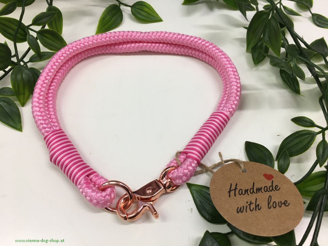 Seil-Halsband rosa 8mm x 35 cm